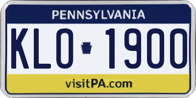 PA license plate KLO1900