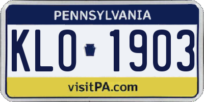 PA license plate KLO1903