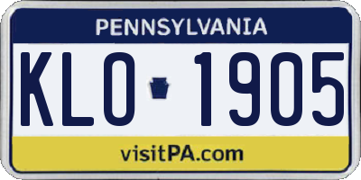 PA license plate KLO1905