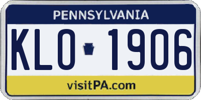 PA license plate KLO1906