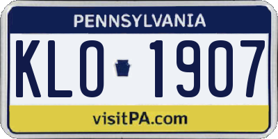 PA license plate KLO1907