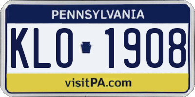 PA license plate KLO1908