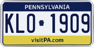 PA license plate KLO1909