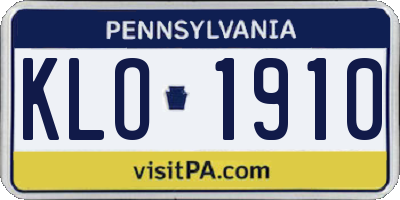 PA license plate KLO1910