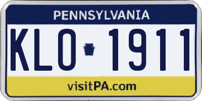 PA license plate KLO1911