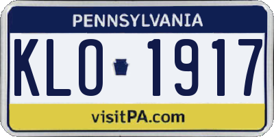 PA license plate KLO1917