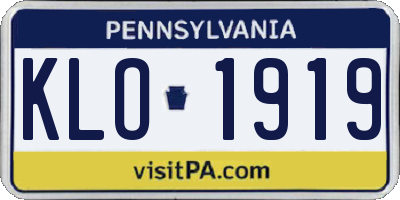 PA license plate KLO1919