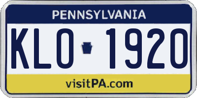 PA license plate KLO1920