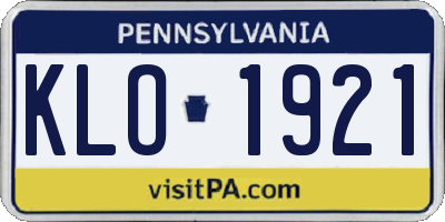 PA license plate KLO1921