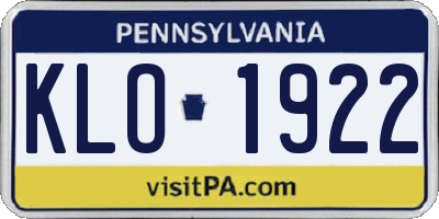 PA license plate KLO1922