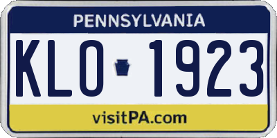 PA license plate KLO1923