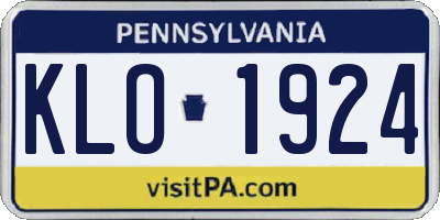 PA license plate KLO1924