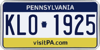 PA license plate KLO1925