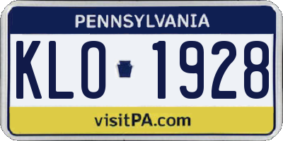 PA license plate KLO1928