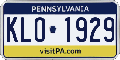 PA license plate KLO1929