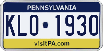 PA license plate KLO1930