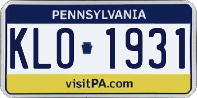 PA license plate KLO1931