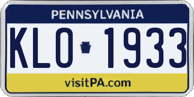 PA license plate KLO1933