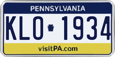 PA license plate KLO1934