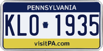 PA license plate KLO1935