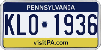 PA license plate KLO1936