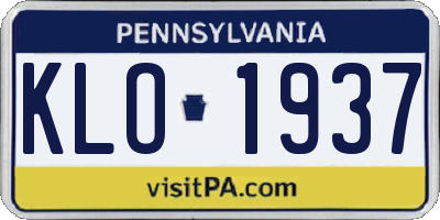 PA license plate KLO1937