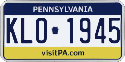 PA license plate KLO1945