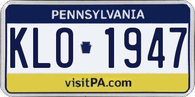 PA license plate KLO1947