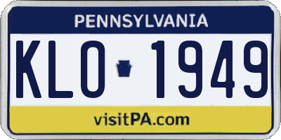 PA license plate KLO1949