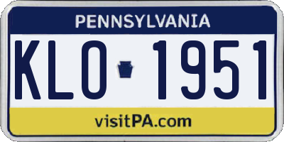 PA license plate KLO1951