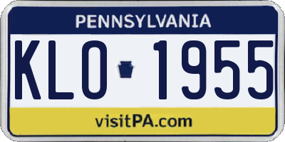PA license plate KLO1955
