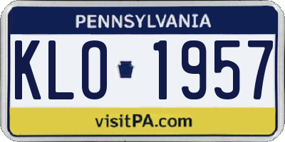 PA license plate KLO1957