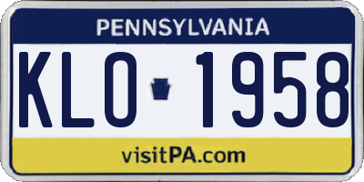 PA license plate KLO1958