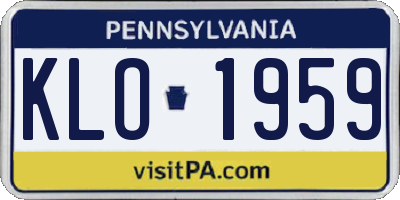 PA license plate KLO1959
