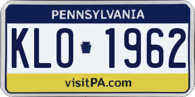 PA license plate KLO1962