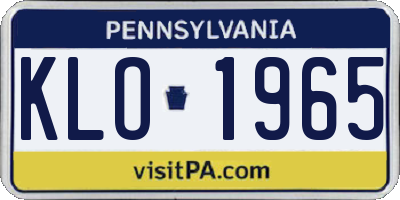 PA license plate KLO1965