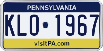 PA license plate KLO1967