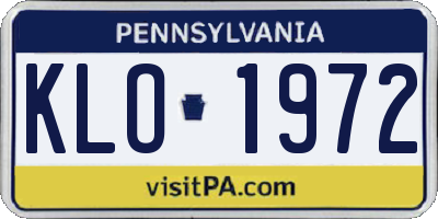 PA license plate KLO1972