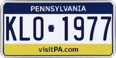 PA license plate KLO1977