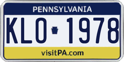 PA license plate KLO1978