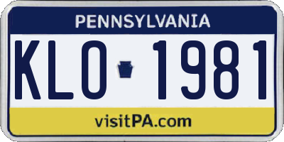 PA license plate KLO1981
