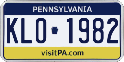 PA license plate KLO1982