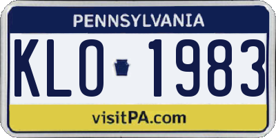 PA license plate KLO1983