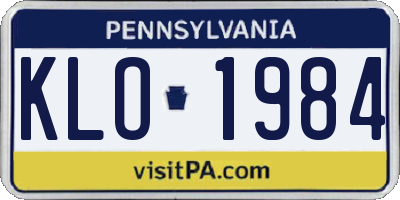 PA license plate KLO1984