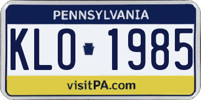 PA license plate KLO1985