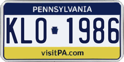 PA license plate KLO1986