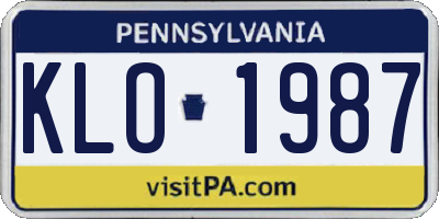 PA license plate KLO1987