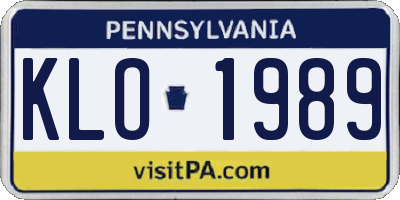 PA license plate KLO1989