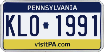 PA license plate KLO1991