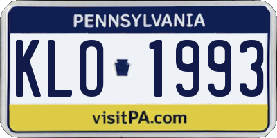 PA license plate KLO1993